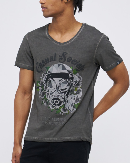 Men's Black Garment Dye Tee shirt, Gym-Fit, Low Neck, Fusilier LDN Poppy & FSLR Logo Men's Black Garment Dye Tee shirt, Gym-Fit, Low Neck, Fusilier LDN Poppy & FSLR Logo