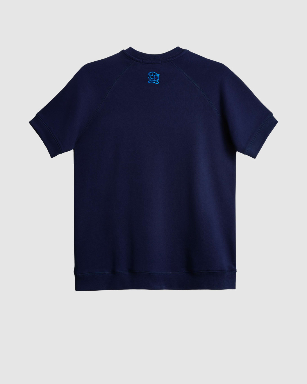 Men's Navy Blue Loop-Back Sweatshirt, with Casual Society Embossed Micro-Leather Applique Embroidery