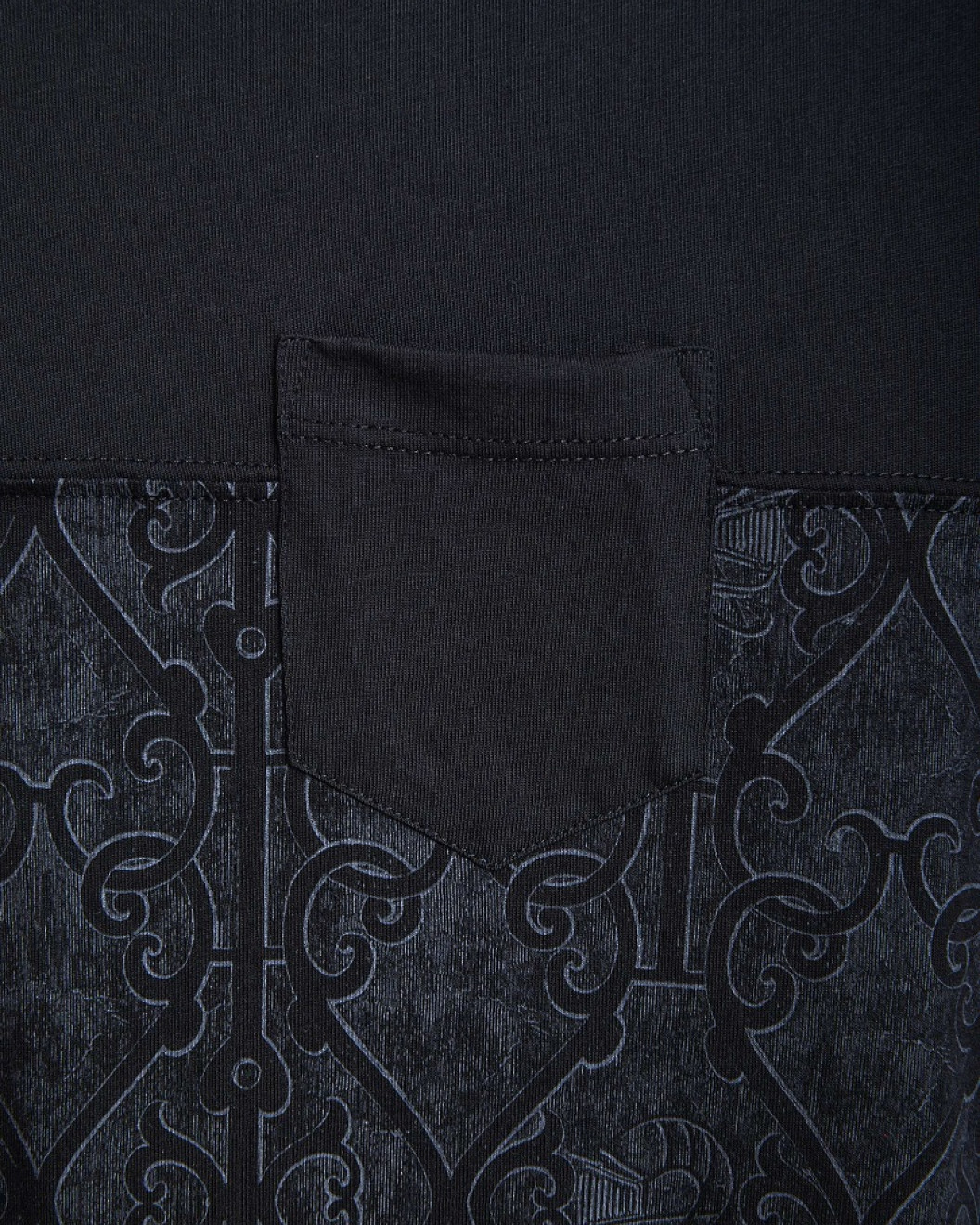 Men's Pocketted T-Shirt, Black Single Jersey, Casual Society Classic Geometric Print