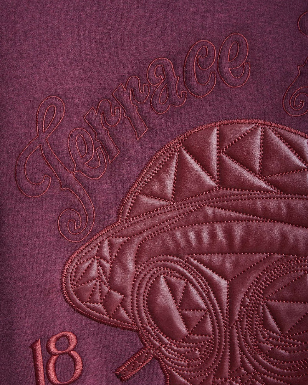 Men's Bordeux Loop-Back Sweatshirt, with Casual Society Fusilier Micro-Leather Applique Embroidery 