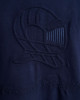 Men's Navy Loop-back Cotton Sweatshirt Parka, with Casual Society Logo in Micro-Leather Embossed Embroidery