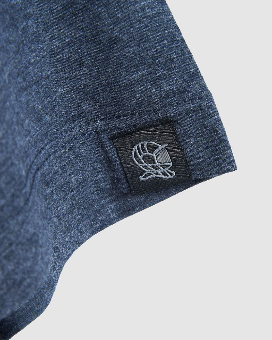 Men's Night Blue Cotton Melange T-Shirt, with A for Acid House Embossed Rubber Print, Embroidery Velvet Logo Rear