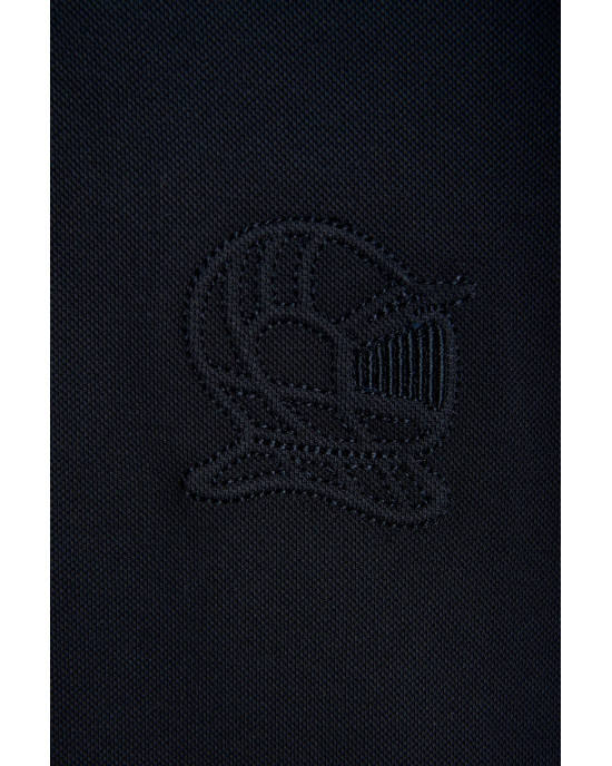 Men's Black Polo, with Contrast Geometric Panel and Casual Society Logo