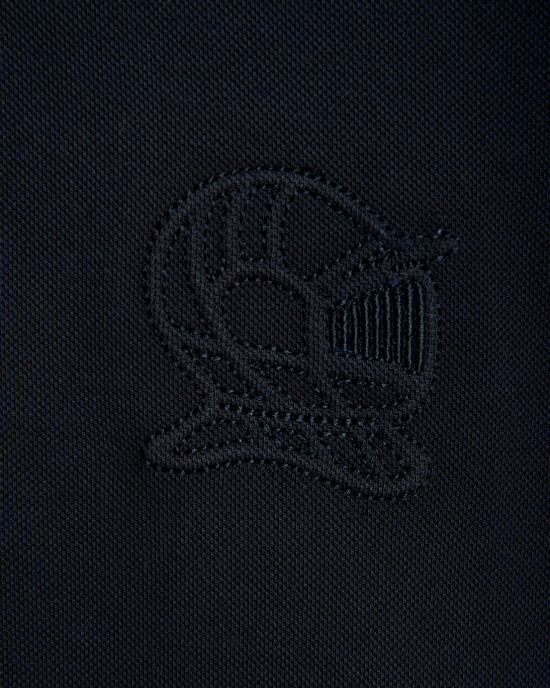 Men's Black Polo, with Contrast Geometric Panel and Casual Society Logo Men's Black Polo, with Contrast Geometric Panel and Casual Society Logo