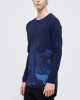 Men's Navy Blue Henley Shirt, with Jimmy - Phil Daniels Quadrophenia Print, with Embossed Embroidery Logo 