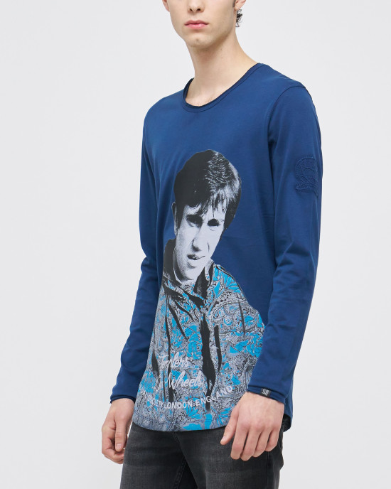 Men's Hazel Blue, Cotton Henley Shirt, with Jimmy Quadrophenia, Paisley Parka in Flock Print Men's Hazel Blue, Cotton Henley Shirt, with Jimmy Quadrophenia, Paisley Parka in Flock Print