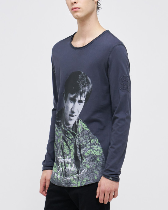 Men's Anthracite Grey, Melange Henley Shirt, with Jimmy Quadrophenia, Paisley Parka in Flock Print Men's Anthracite Grey, Melange Henley Shirt, with Jimmy Quadrophenia, Paisley Parka in Flock Print