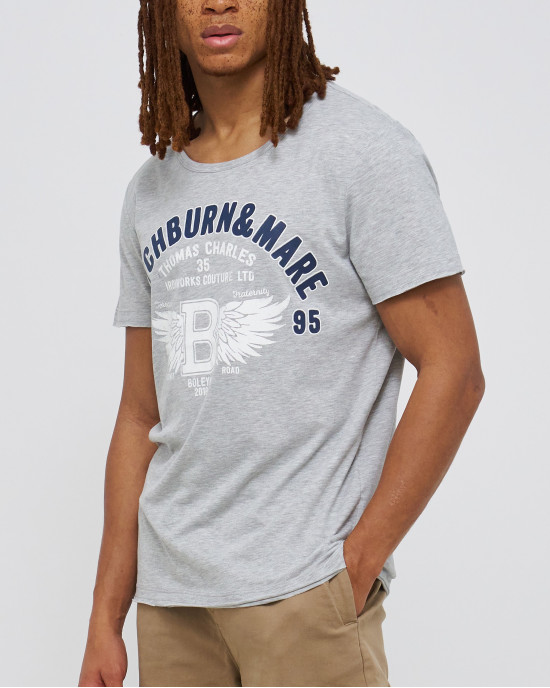 Men's Grey Melange T-Shirt, West Ham Thomas Ditchburn & Charles Mare Rubber Print