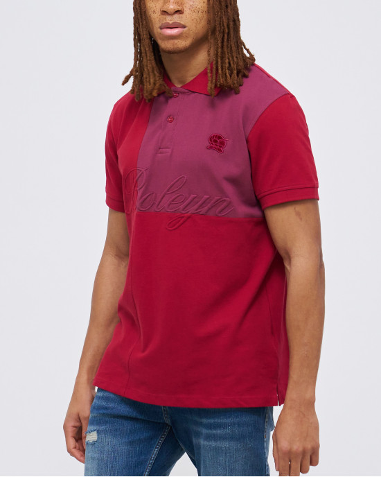 Men's Rio Red Pique Polo, with Baroque Print and Casual Emboosed Society Logo Men's Rio Red Pique Polo, with Baroque Print and Casual Emboosed Society Logo