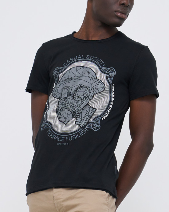 Men's T-Shirt, Black Single Jersey, Crew Neck Fusilier Logo X Casual Society Collab Men's T-Shirt, Black Single Jersey, Crew Neck Fusilier Logo X Casual Society Collab