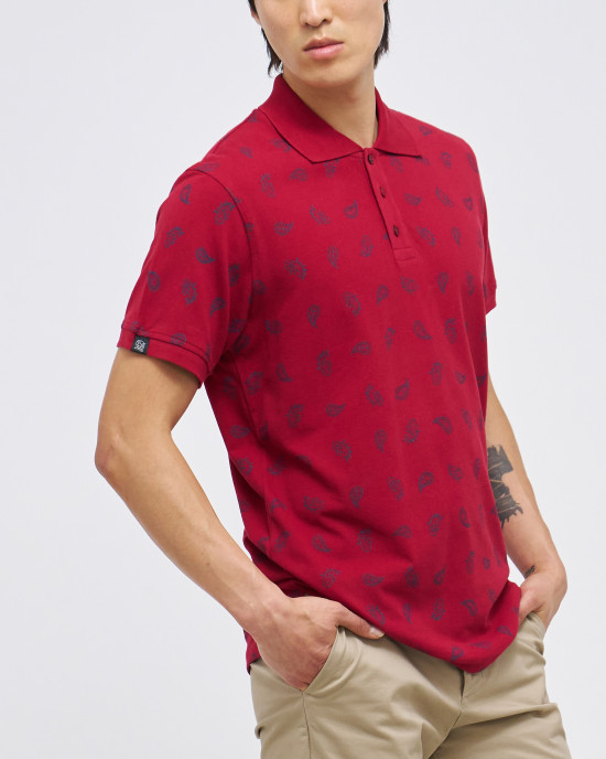 Men's Rio Red Polo, Paisley Print and Embossed Casual Society Logo Men's Rio Red Polo, Paisley Print and Embossed Casual Society Logo