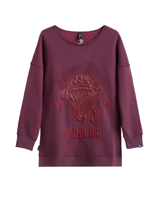 Men's Bordeux Loop-Back Sweatshirt, with Casual Society Fusilier Micro-Leather Applique Embroidery  Men's Bordeux Loop-Back Sweatshirt, with Casual Society Fusilier Micro-Leather Applique Embroidery