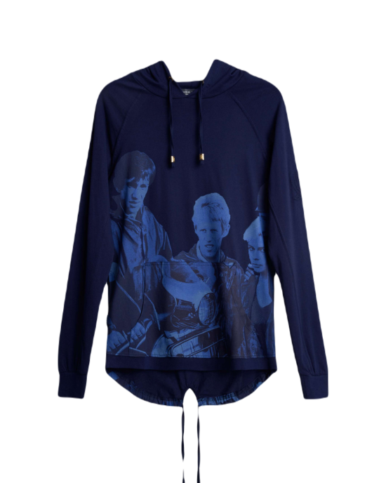 Men's Navy, Hooded Henley Shirt, Phil Daniels - Quadrophenia Print & Casual Society Logo Men's Navy, Hooded Henley Shirt, Phil Daniels - Quadrophenia Print & Casual Society Logo