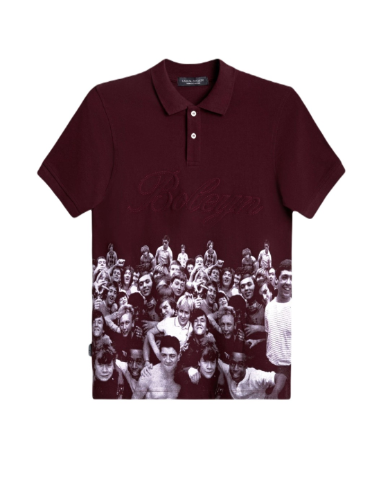 Men's Borduex Polo, with Boleyn Boys Print and  Casual Society Embossed Logo Men's Borduex Polo, with Boleyn Boys Print and  Casual Society Embossed Logo