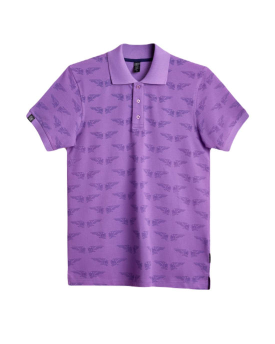 Men's Lavender Pique Polo, with Angelic Templar Print and Casual Society Logo Men's Lavender Pique Polo, with Angelic Templar Print and Casual Society Logo