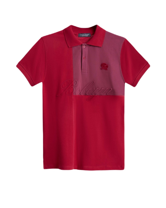 Men's Rio Red Pique Polo, with Baroque Print and Casual Emboosed Society Logo Men's Rio Red Pique Polo, with Baroque Print and Casual Emboosed Society Logo