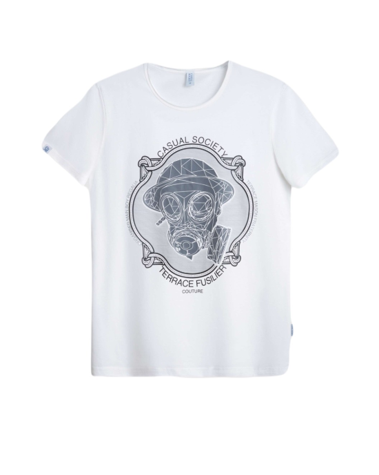 Men's Tee shirt, White Jersey Crew Neck, Fusilier Logo X Casual Society Collab Men's Tee shirt, White Jersey Crew Neck, Fusilier Logo X Casual Society Collab