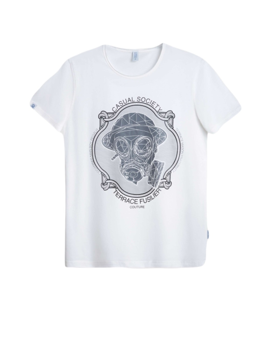 Men's Tee shirt, White Jersey Crew Neck, Fusilier Logo X Casual Society Collab Men's Tee shirt, White Jersey Crew Neck, Fusilier Logo X Casual Society Collab