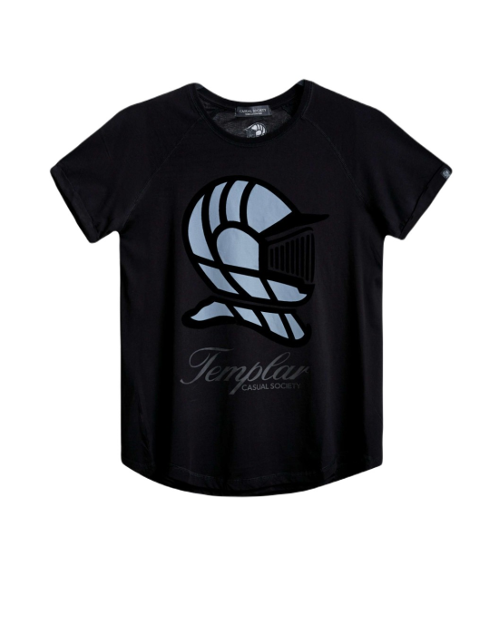 Men's Black T-Shirt, Loose Fit, with Casual Society Logo & Embossed Flock Print Men's Black T-Shirt, Loose Fit, with Casual Society Logo & Embossed Flock Print