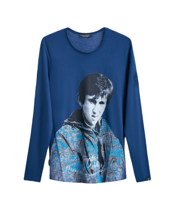 Men's Hazel Blue, Cotton Henley Shirt, with Jimmy Quadrophenia, Paisley Parka in Flock Print Men's Hazel Blue, Cotton Henley Shirt, with Jimmy Quadrophenia, Paisley Parka in Flock Print