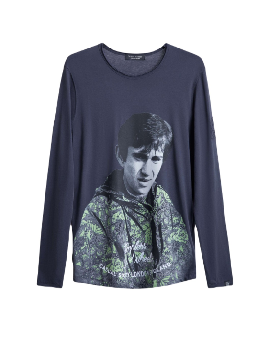Men's Anthracite Grey, Melange Henley Shirt, with Jimmy Quadrophenia, Paisley Parka in Flock Print Men's Anthracite Grey, Melange Henley Shirt, with Jimmy Quadrophenia, Paisley Parka in Flock Print
